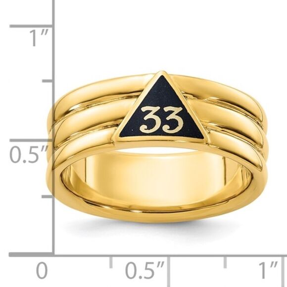 10k IBGoodman Men's Polished with Black Enamel 33rd Degree Masonic Ring - Picture 6 of 8